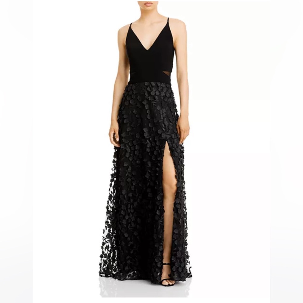 aqua Floral Applique Gown